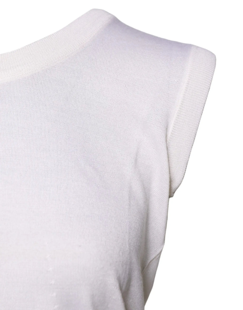 Débardeur blanc dolce & gabbana en cachemire sans manches avec texture côtelée et encolure ronde