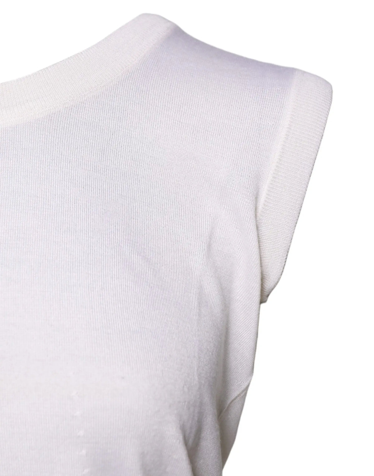 Débardeur blanc dolce & gabbana en cachemire sans manches avec texture côtelée et encolure ronde