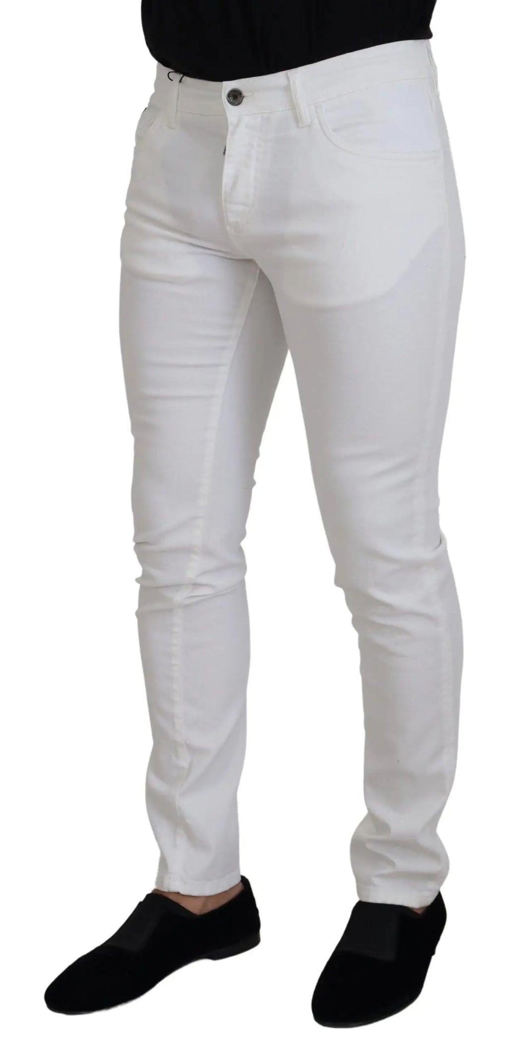 Jean slim blanc dolce & gabbana en denim stretch coton avec design moderne et couture discrète