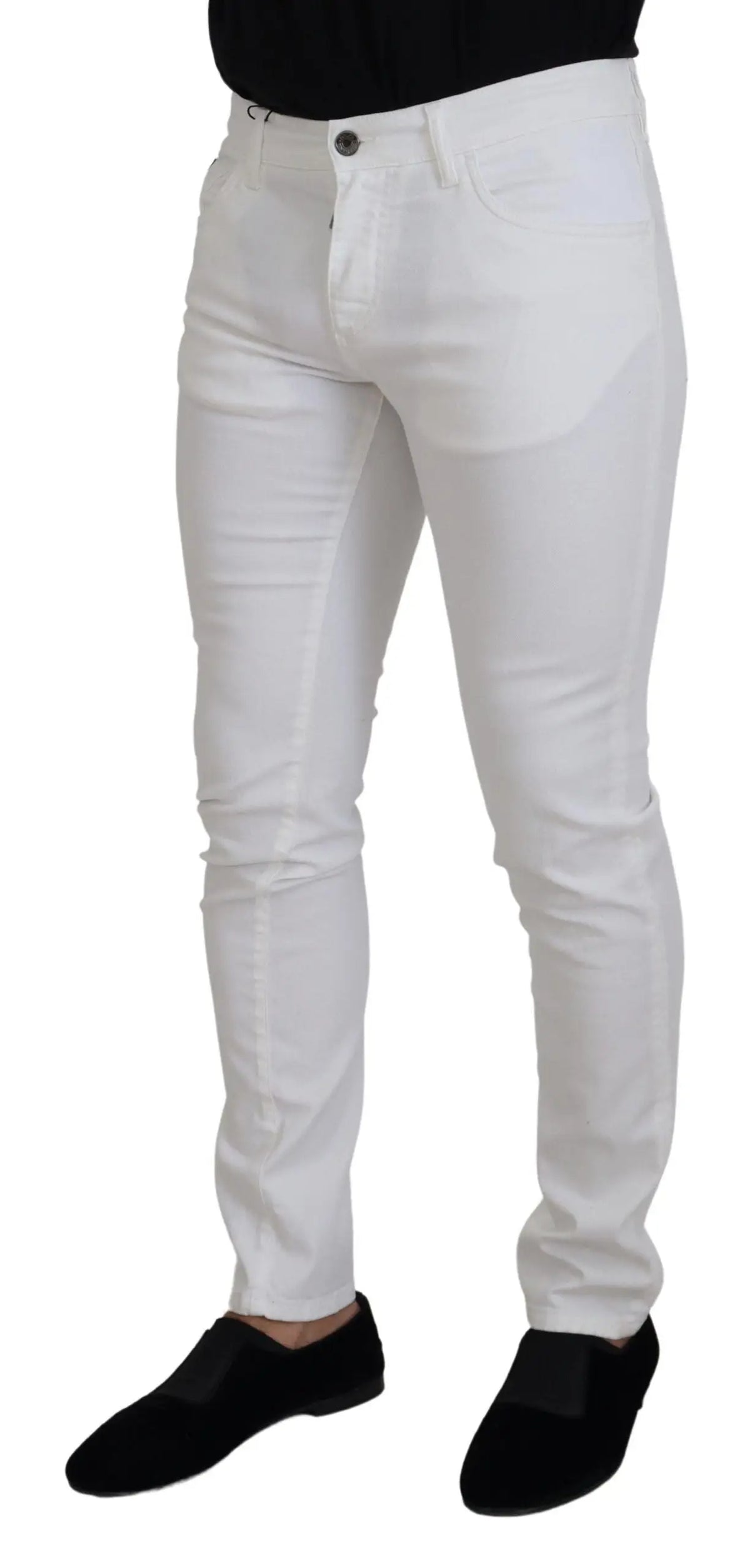 Jean slim blanc dolce & gabbana en denim stretch coton avec design moderne et couture discrète