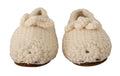 Dolce & gabbana ballerines blanches en laine avec tricot doux crème et nœuds tressés décoratifs sur le dessus