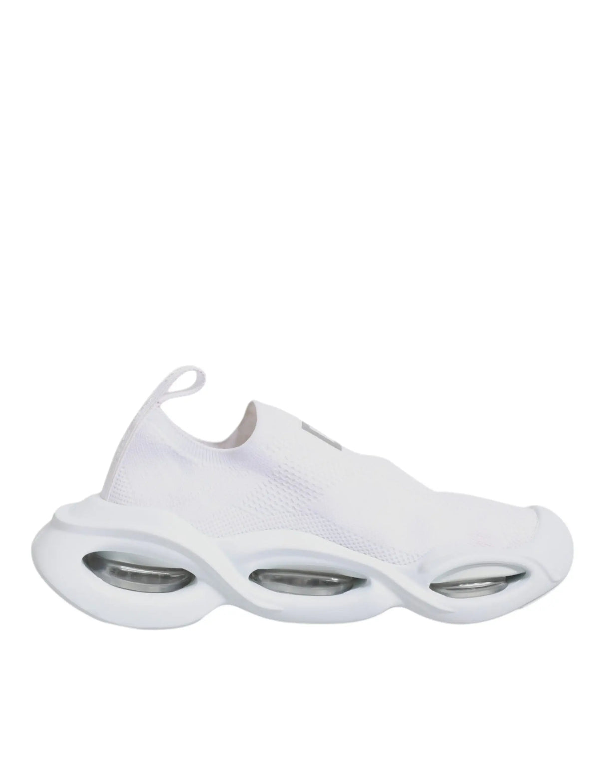 Sneakers basses blanches dolce & gabbana en maille avec trois unités d’air transparentes dans la semelle