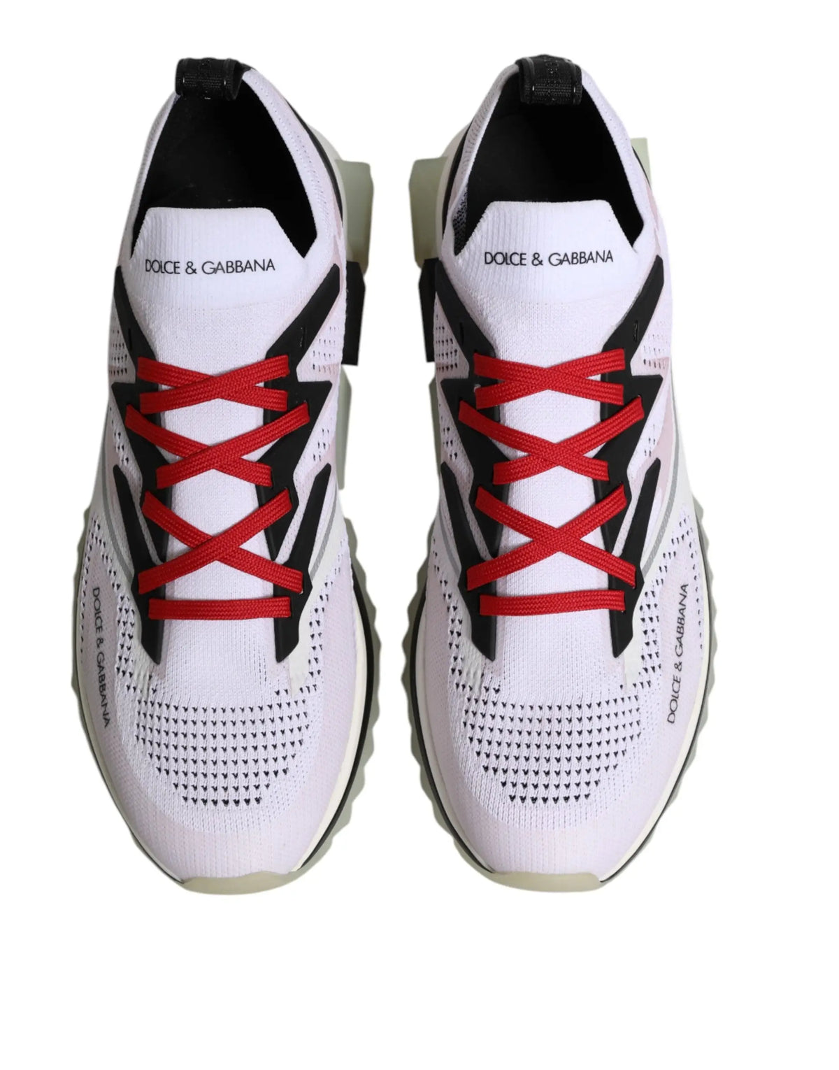 Baskets sport stretch dolce & gabbana sorento blanches avec lacets rouges et accents noirs