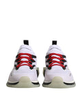 Baskets dolce & gabbana blanches sorrento sport stretch avec lacets rouges, détails noirs, empeigne tricot moderne et semelles translucides