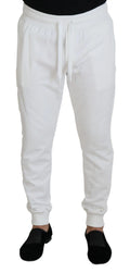 Pantalon de survêtement blanc dolce gabbana en coton avec ceinture à cordon et poignets côtelés