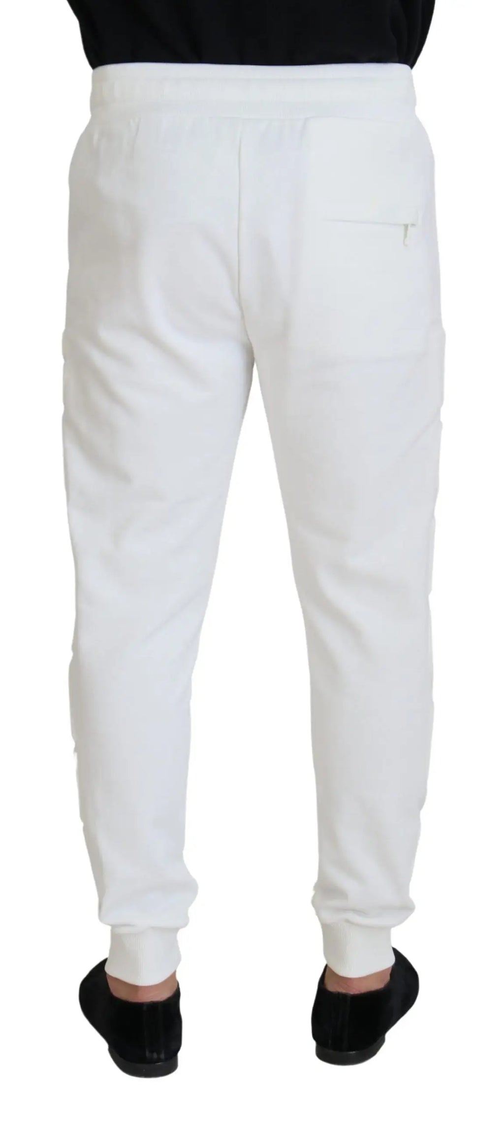 Joggers blancs en coton dolce & gabbana avec logo sport coupe décontractée et poignets élastiques