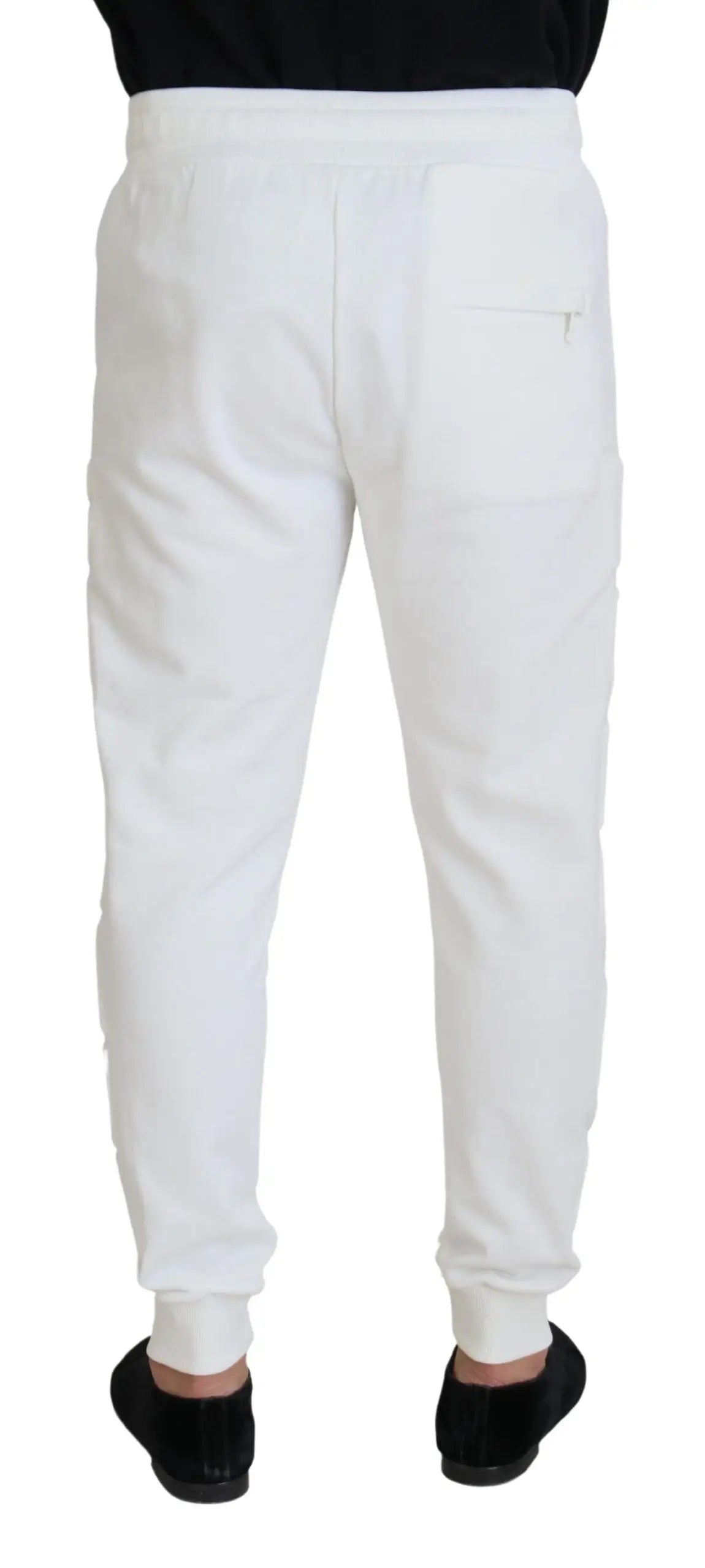 Joggers blancs en coton dolce & gabbana avec logo sport coupe décontractée et poignets élastiques