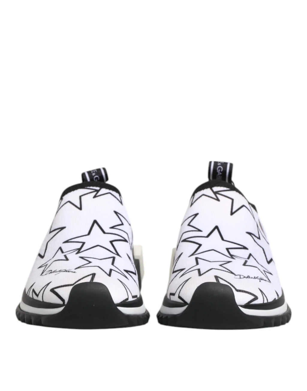 Baskets basses blanches dolce & gabbana avec étoiles noires et logo signature sur les côtés