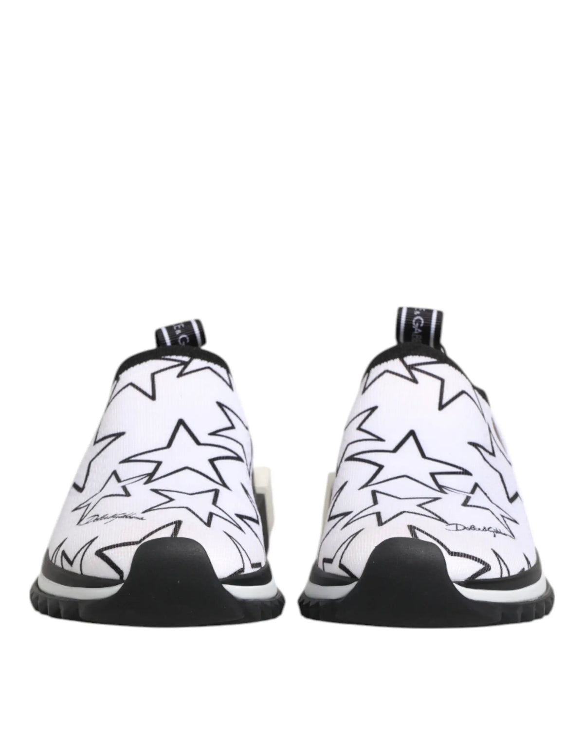 Baskets basses blanches dolce & gabbana avec étoiles noires et logo signature sur les côtés