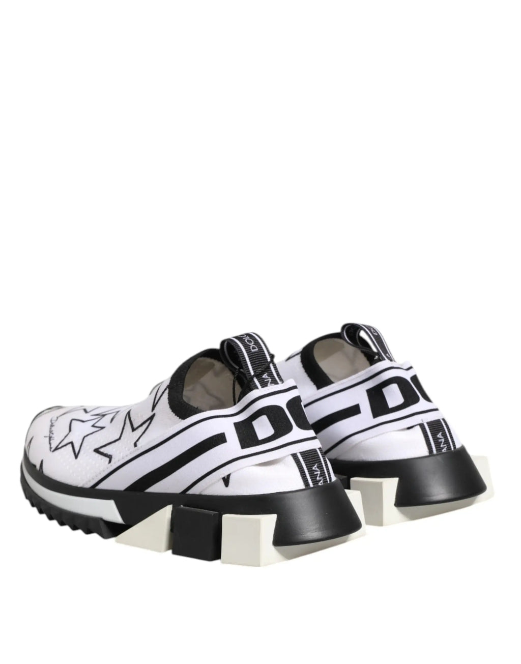 Baskets dolce & gabbana white stars sorrento basses blanches et noires avec design graphique et semelles en caoutchouc épaisses