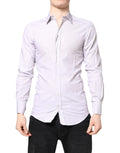 Chemise homme dolce & gabbana blanche à fines rayures en coton gold manches longues avec tissage texturé gris clair