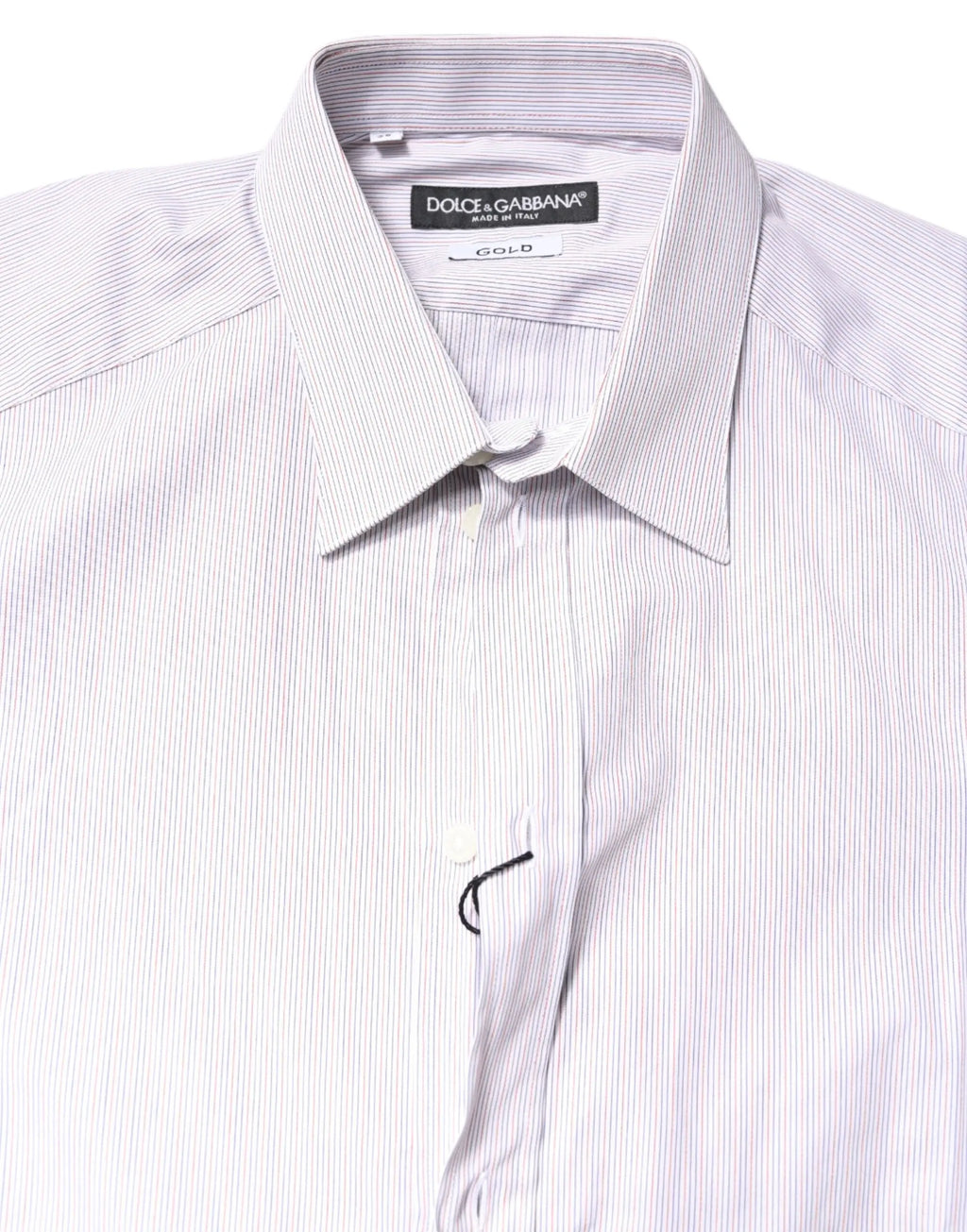 Chemise dolce & gabbana blanche rayée en coton avec fines rayures grises classiques col et manches longues