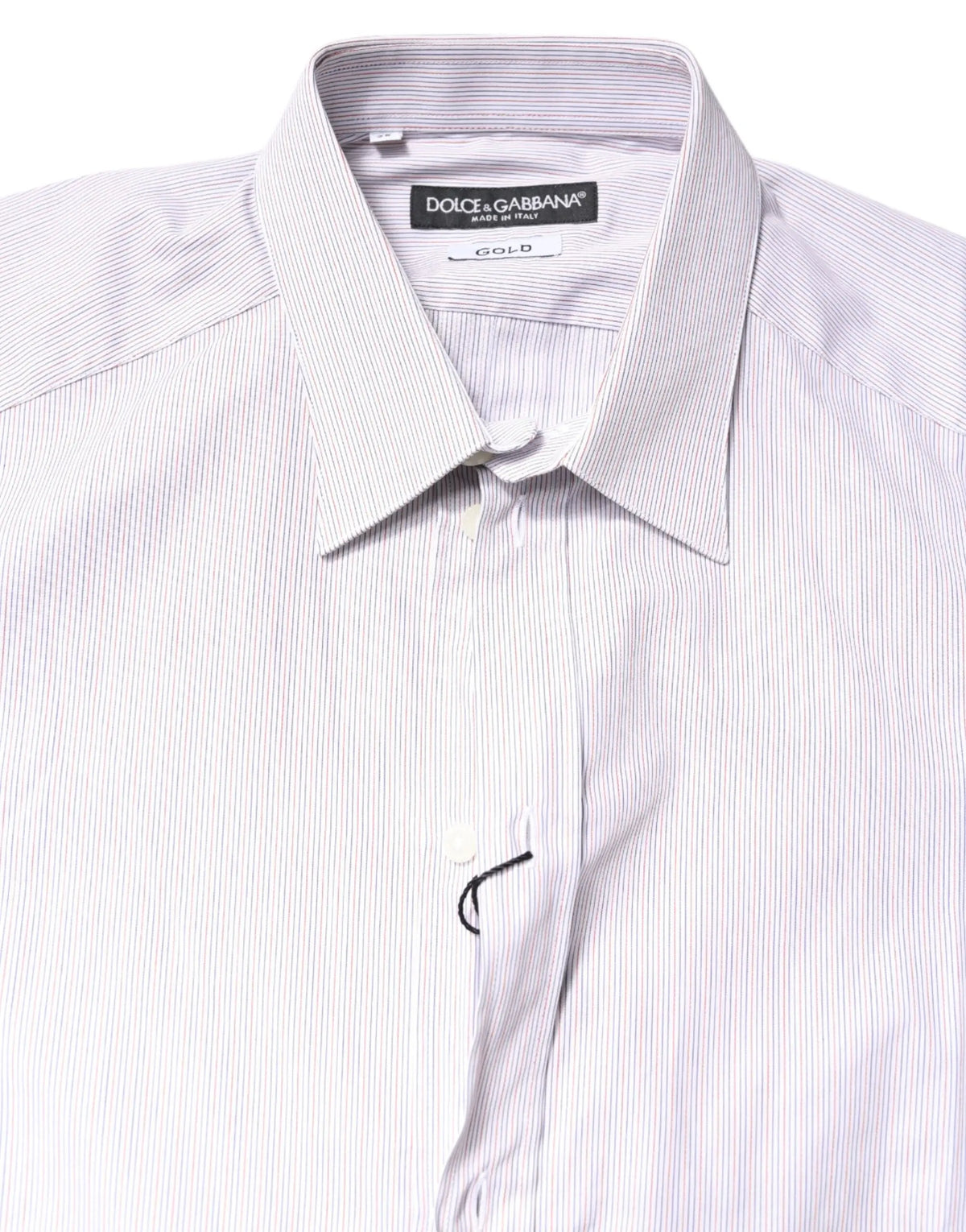 Chemise dolce & gabbana blanche rayée en coton avec fines rayures grises classiques col et manches longues