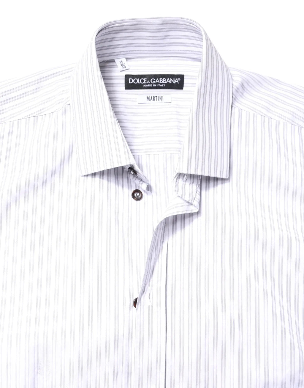 Chemise habillée dolce & gabbana martini homme en coton blanc à fines rayures grises avec col classique et étiquette marque