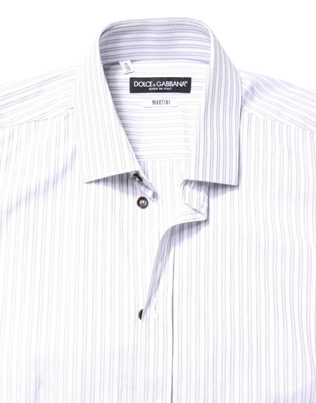 Chemise habillée dolce & gabbana martini homme en coton blanc à fines rayures grises avec col classique et étiquette marque