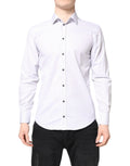 Chemise homme dolce & gabbana martini en coton blanc à fines rayures grises et col pointu classique