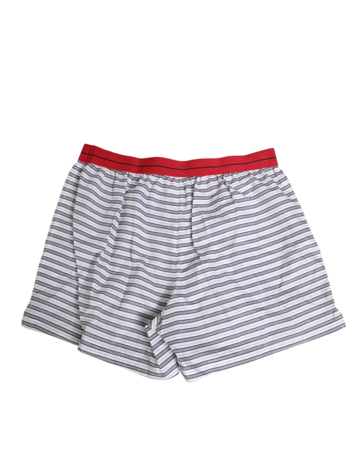 Short de bain dolce & gabbana en coton blanc à rayures grises avec une taille élastique rouge