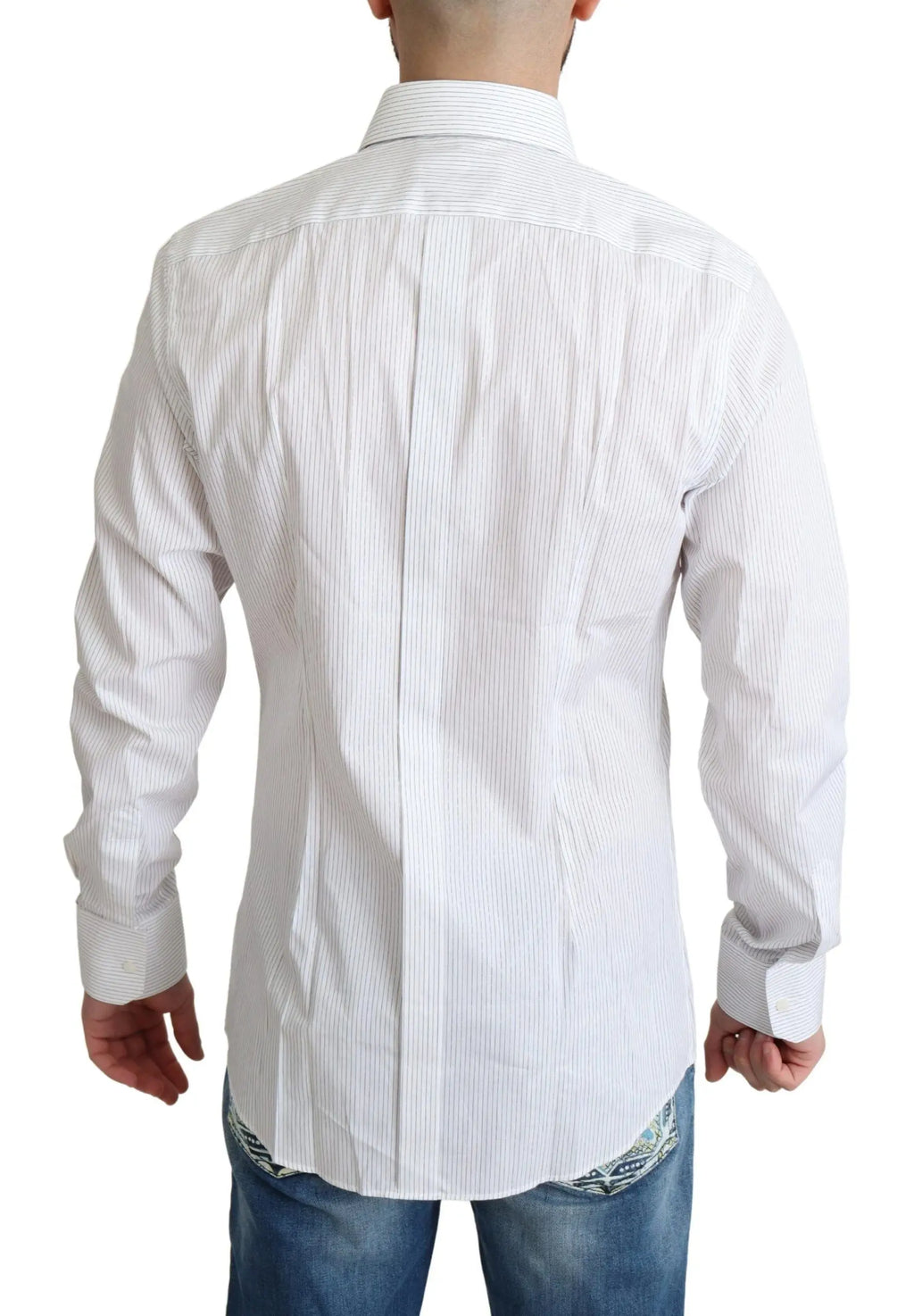 Chemise de costume blanche dolce & gabbana en coton à fines rayures verticales manches longues