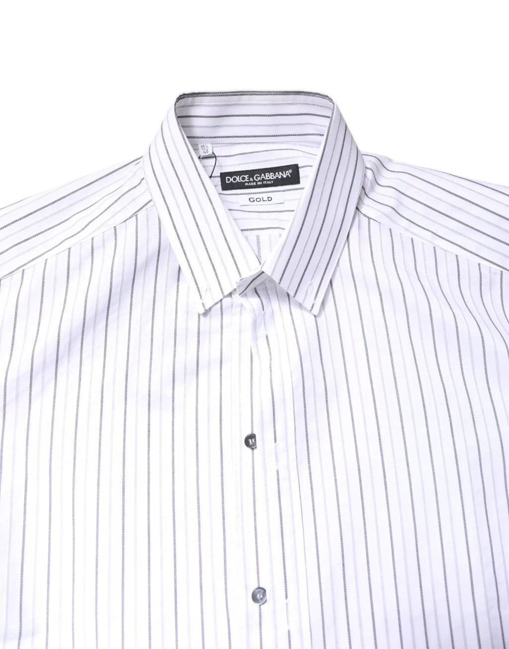 Chemise blanche dolce & gabbana en coton avec fines rayures noires verticales et col classique pour tenue formelle