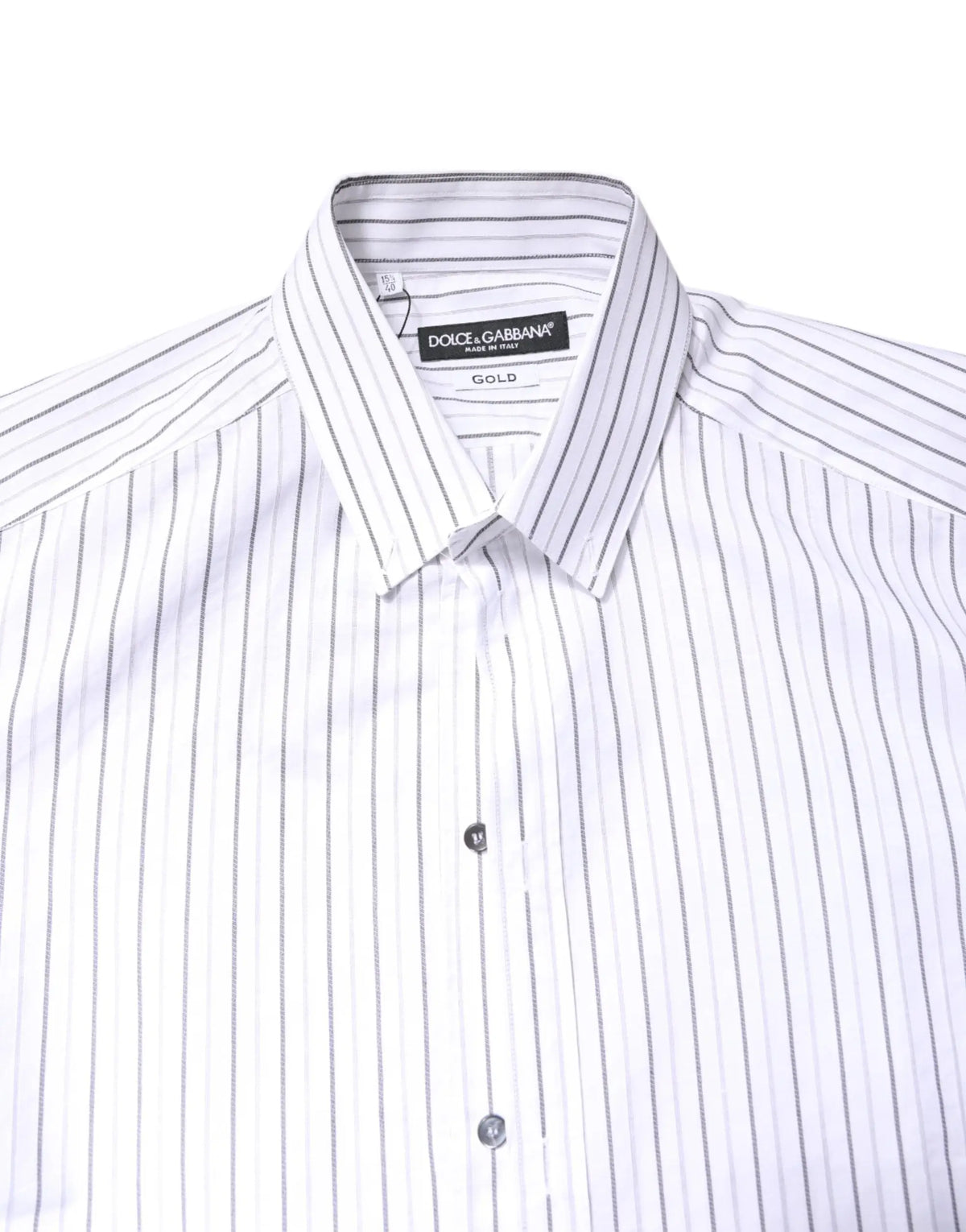 Chemise blanche dolce & gabbana en coton avec fines rayures noires verticales et col classique pour tenue formelle