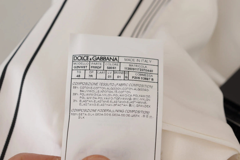 Dolce gabbana blazer blanc rayé en coton avec doublure en soie pour femme