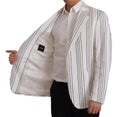 Dolce & gabbana blazer blanc en coton à rayures verticales noires avec coupe moderne et simple boutonnage