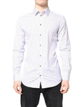 Chemise formelle blanche à rayures fines noires dolce & gabbana en coton gold manches longues col boutonné classique