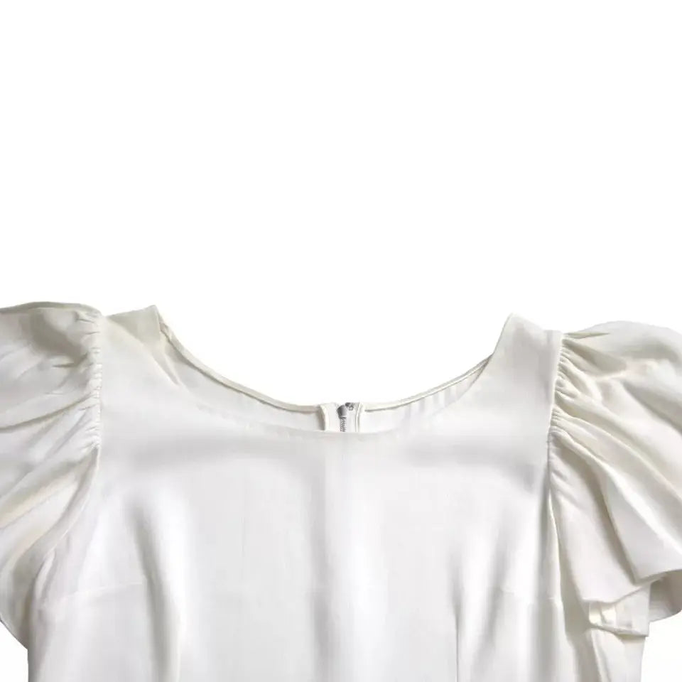 Blouse blanche dolce & gabbana en viscose avec manches bouffantes et léger brillant pour un style élégant