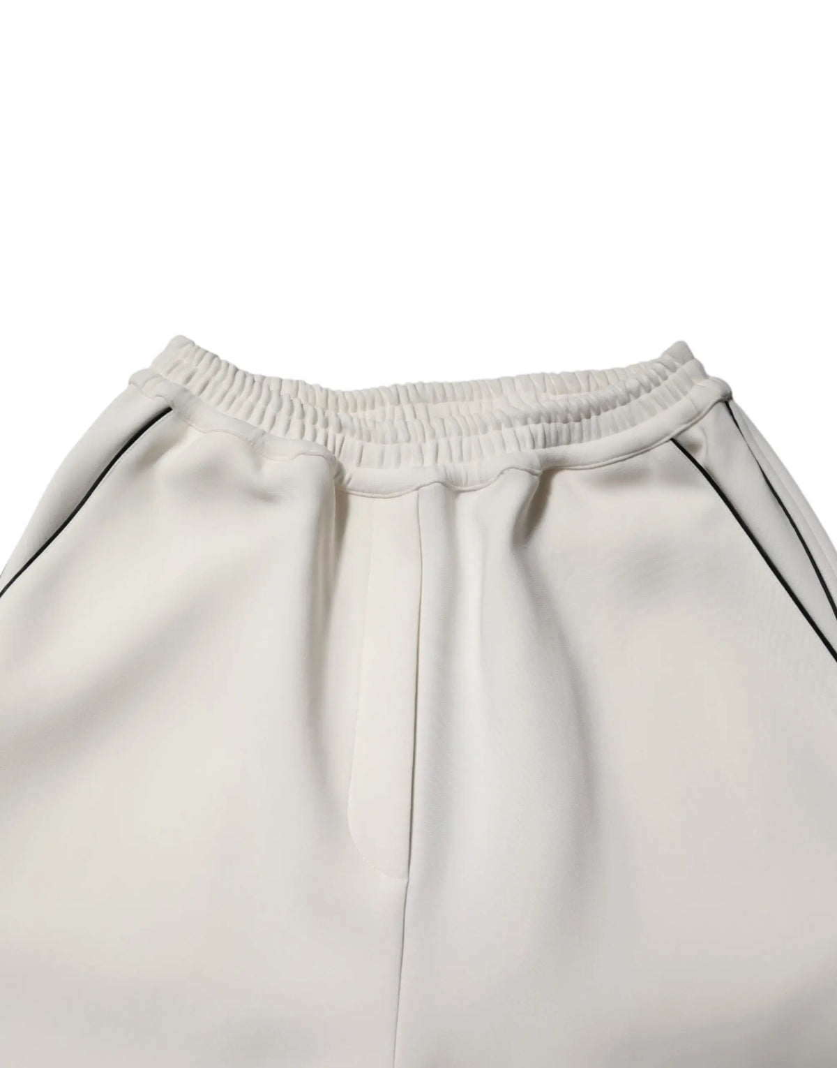Pantalon large blanc en viscose dolce & gabbana avec taille élastique et surpiqûres noires sur les côtés crème
