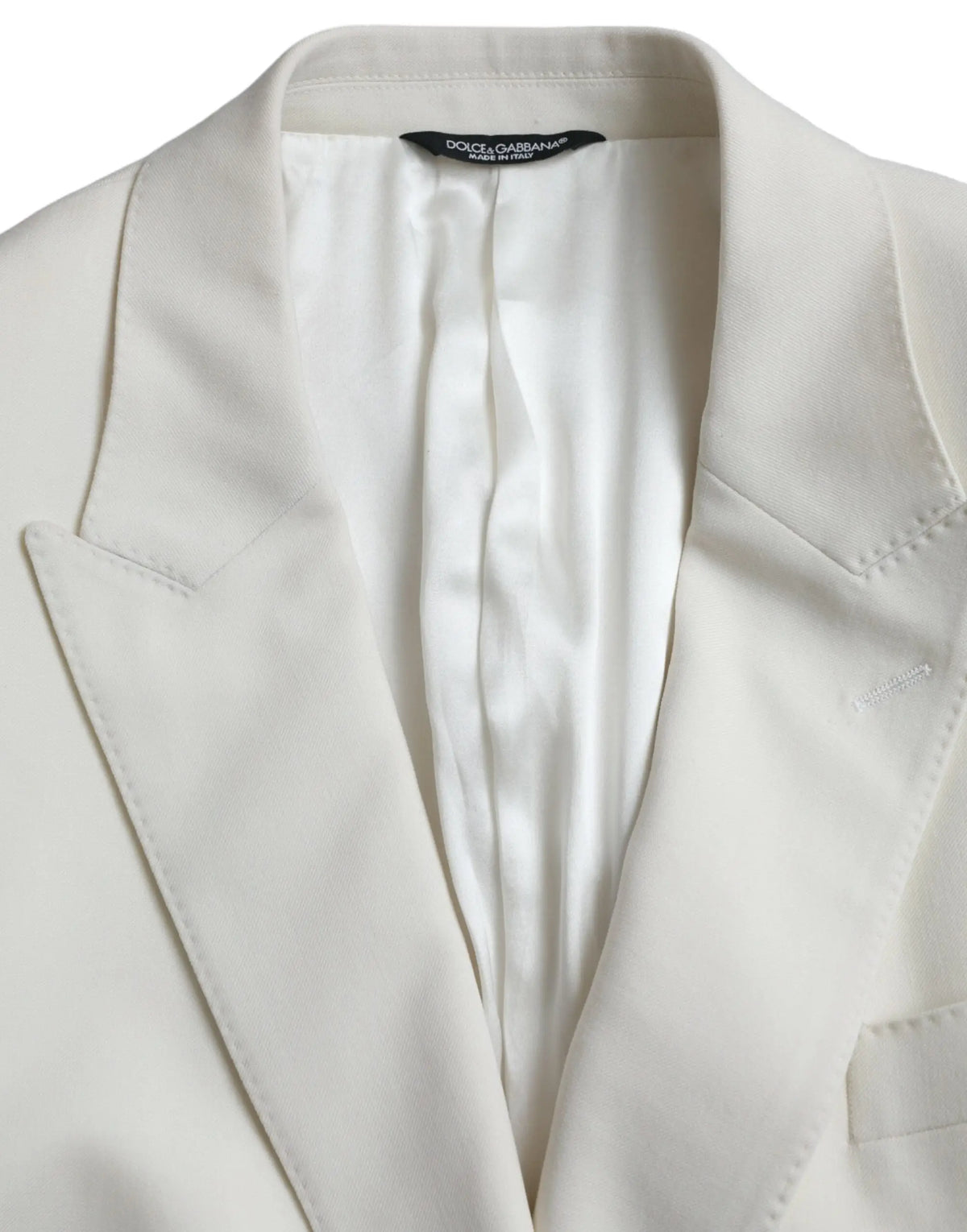 Blazer dolce & gabbana martini blanc en laine avec coupe ajustée et coutures discrètes