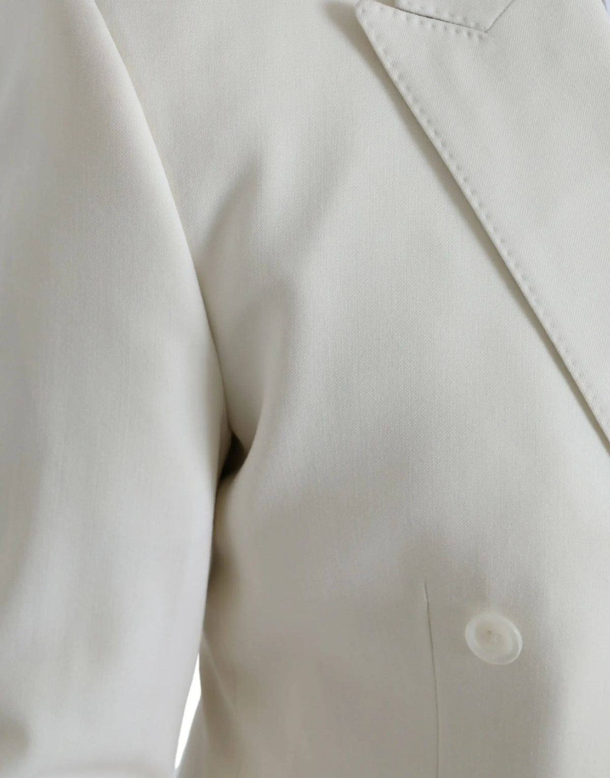 Dolce & gabbana blazer martini blanc double boutonnage en laine avec couture soignée et boutons subtils