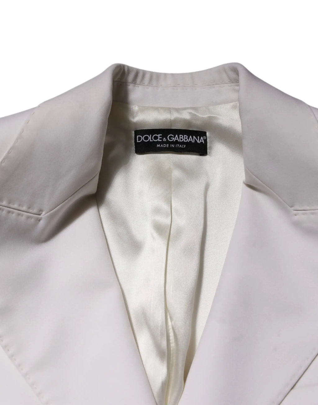 Blazer dolce & gabbana blanc en laine avec doublure en satin et col tailleur pour femme