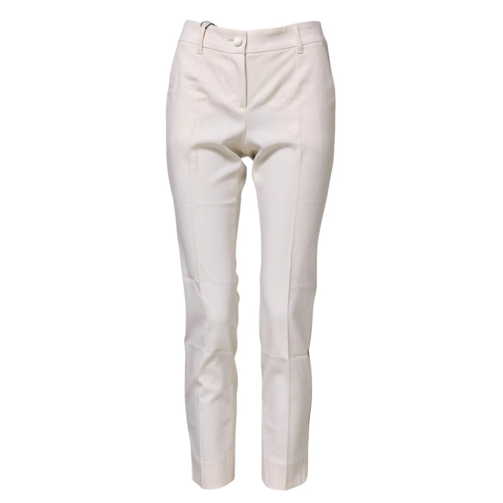 Pantalon blanc en laine dolce & gabbana taille haute avec coupe droite élégante et plis subtils devant