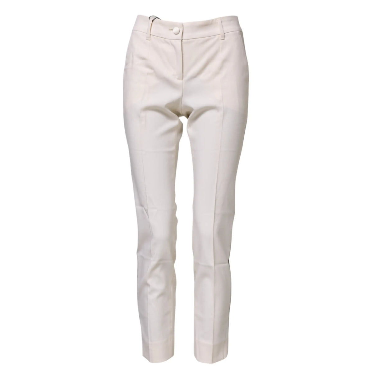 Pantalon blanc en laine dolce & gabbana taille haute avec coupe droite élégante et plis subtils devant