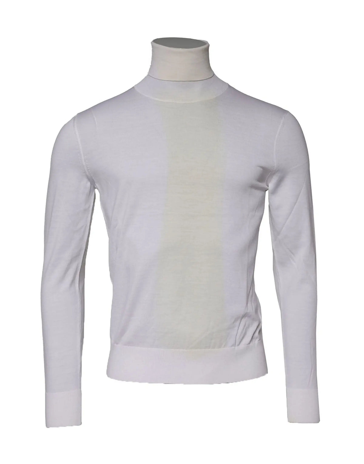Pull dolce & gabbana homme en laine blanc col roulé avec détail subtil de couture verticale
