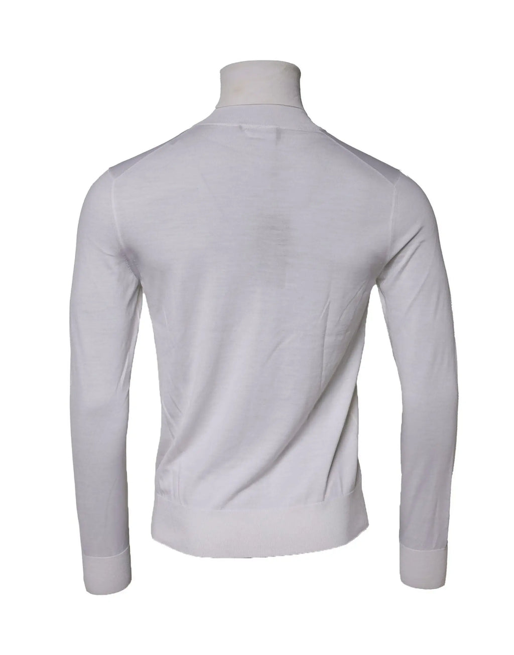 Pull col roulé dolce & gabbana blanc pour homme en laine avec texture tricotée lisse et ajustée manches longues