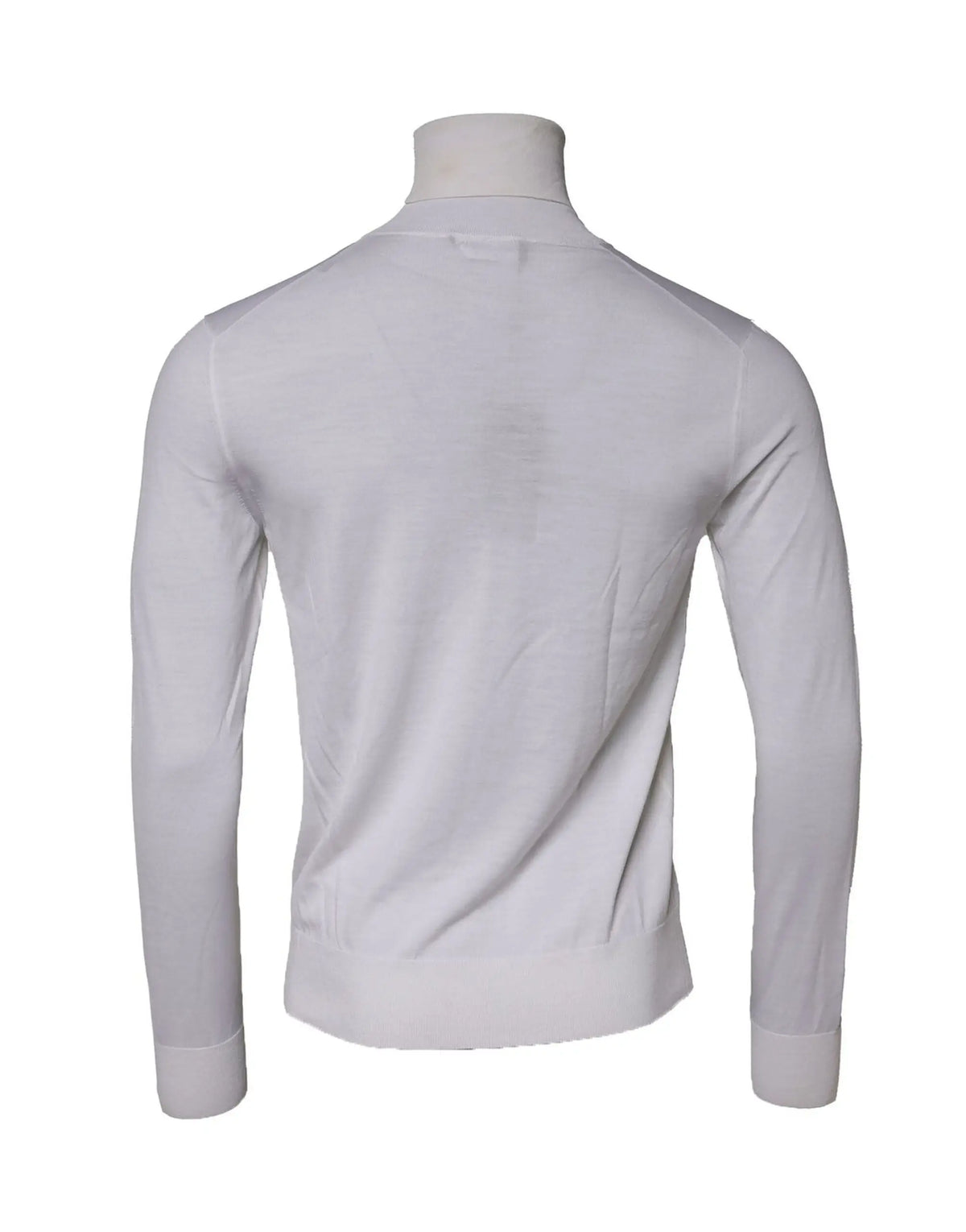Pull col roulé dolce & gabbana blanc pour homme en laine avec texture tricotée lisse et ajustée manches longues