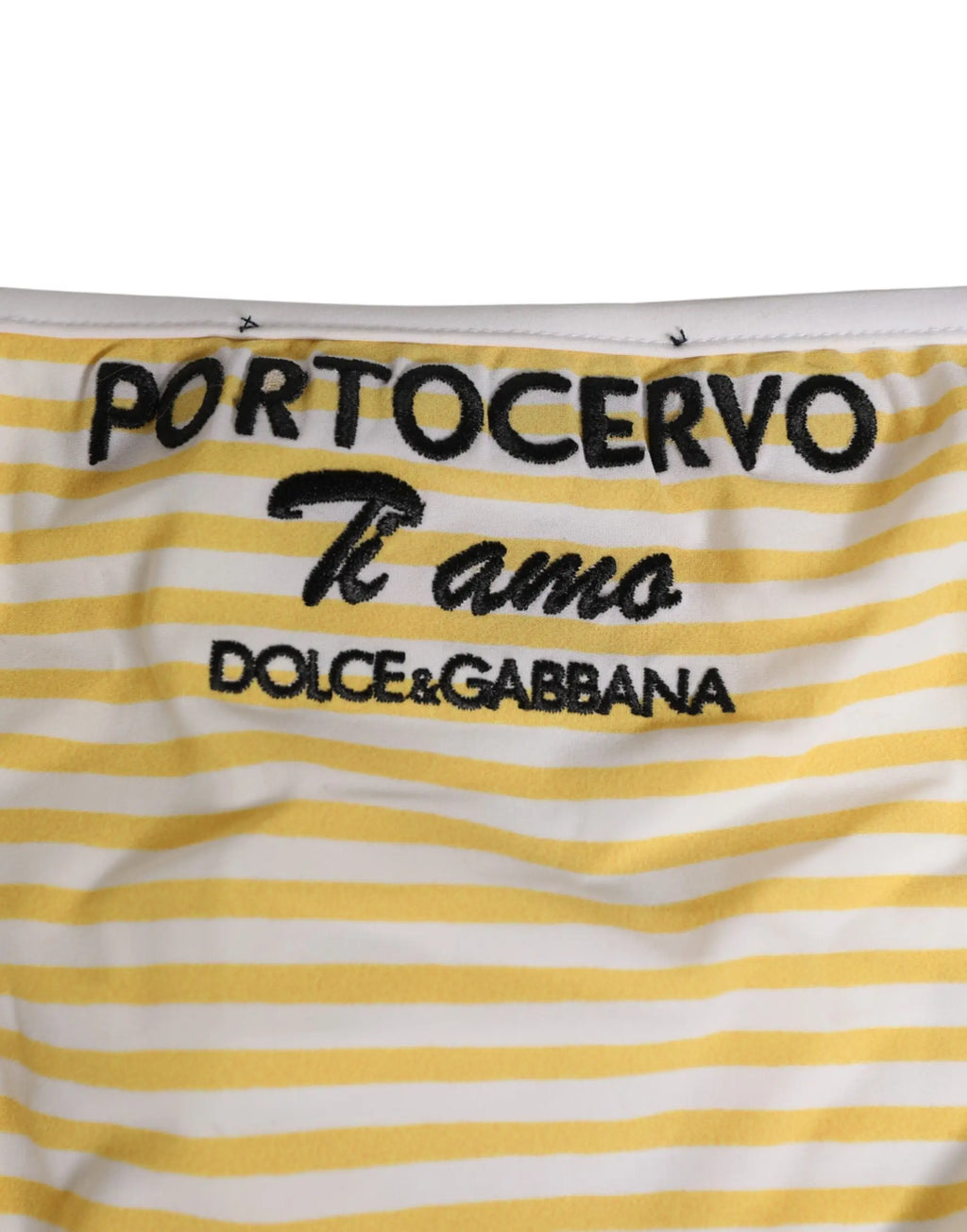 Culotte dolce gabbana blanche et jaune rayée avec logo brodé portocervo et dolce gabbana
