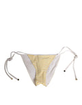 Culotte de bikini dolce & gabbana blanche et jaune rayée avec liens ajustables et logo visible