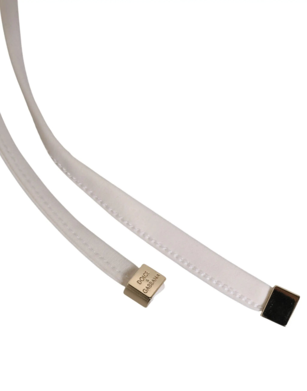 Ceinture blanche en cuir avec extrémités métalliques dorées et noires pour sous-vêtements dolce & gabbana