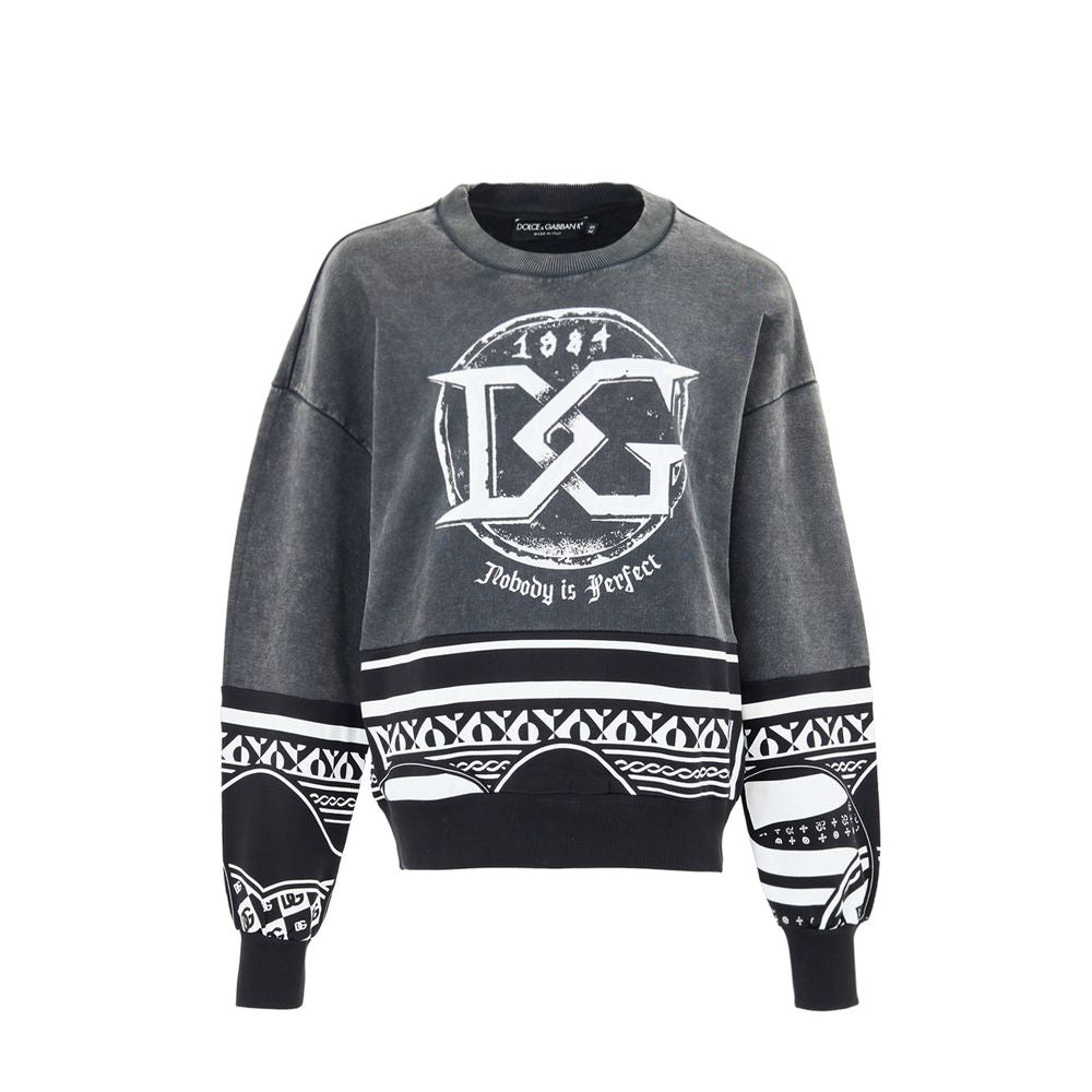 Sweat-shirt noir en coton de la marque Dolce & Gabbana, modèle décontracté avec logo discret sur la poitrine.