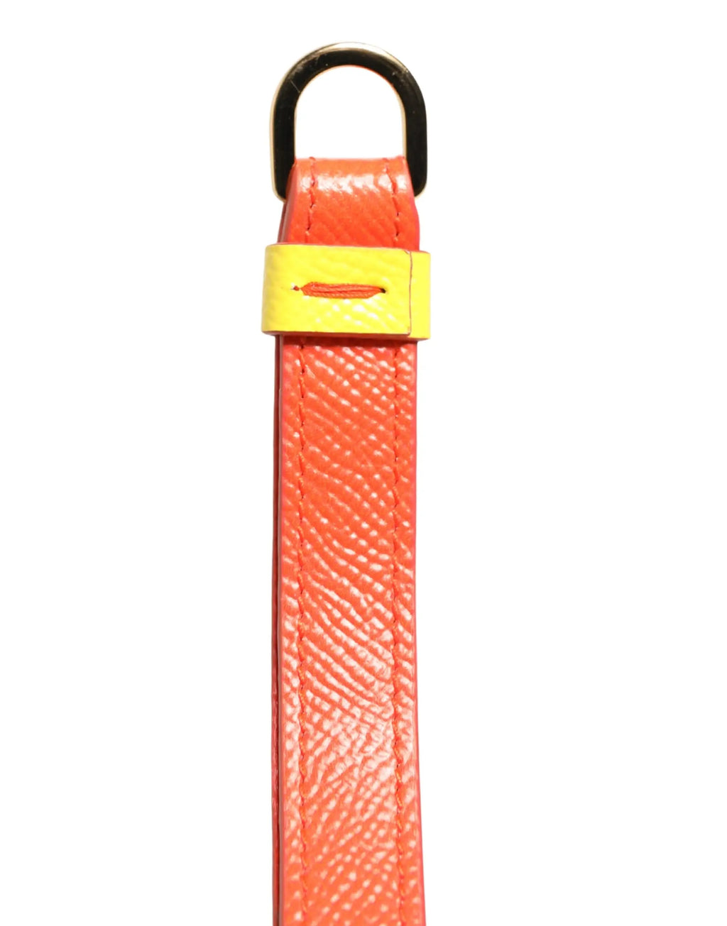 Bracelet porte-clés dolce & gabbana en cuir de veau jaune avec sangle en cuir orange texturé et fermoir rectangulaire jaune