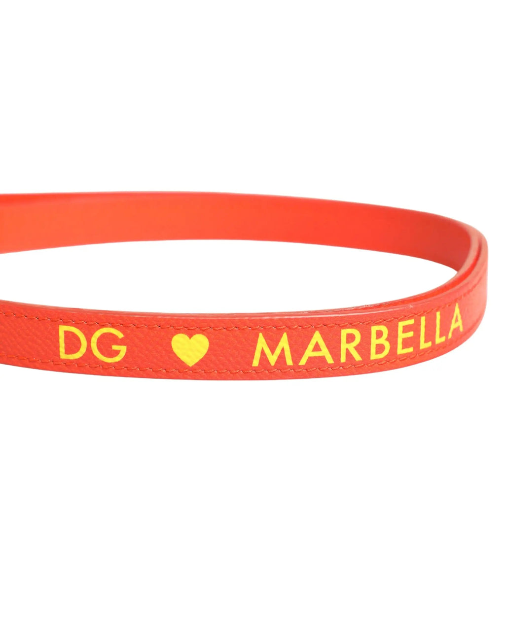 Bracelet en cuir rouge vif avec marquage jaune dg cœur marbella pour étui à airpods dolce & gabbana en cuir de veau jaune