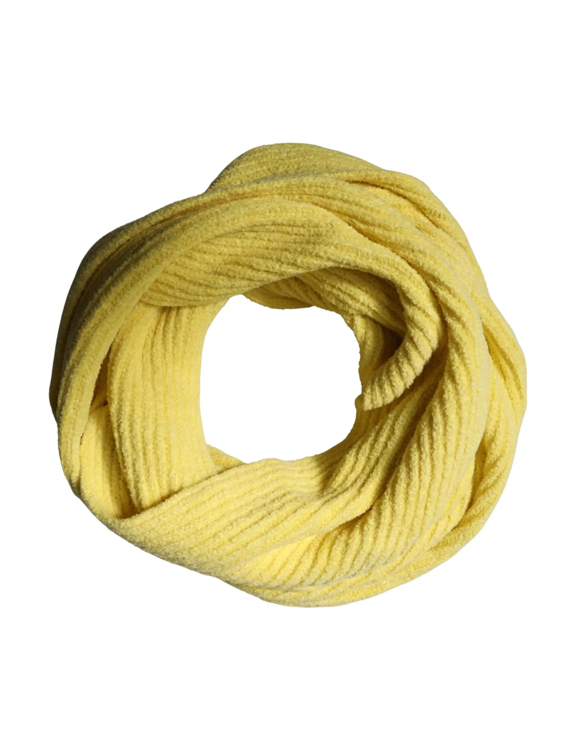 Écharpe circulaire douce jaune dolce & gabbana en coton côtelé tricoté 270 cm x 31 cm pour homme