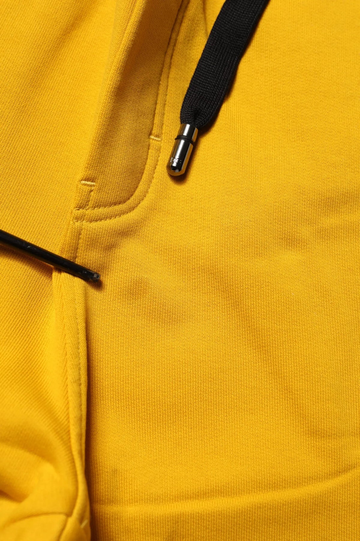 Sweat à capuche jaune bright en coton avec cordon noir et fermeture éclair métallique de dolce & gabbana