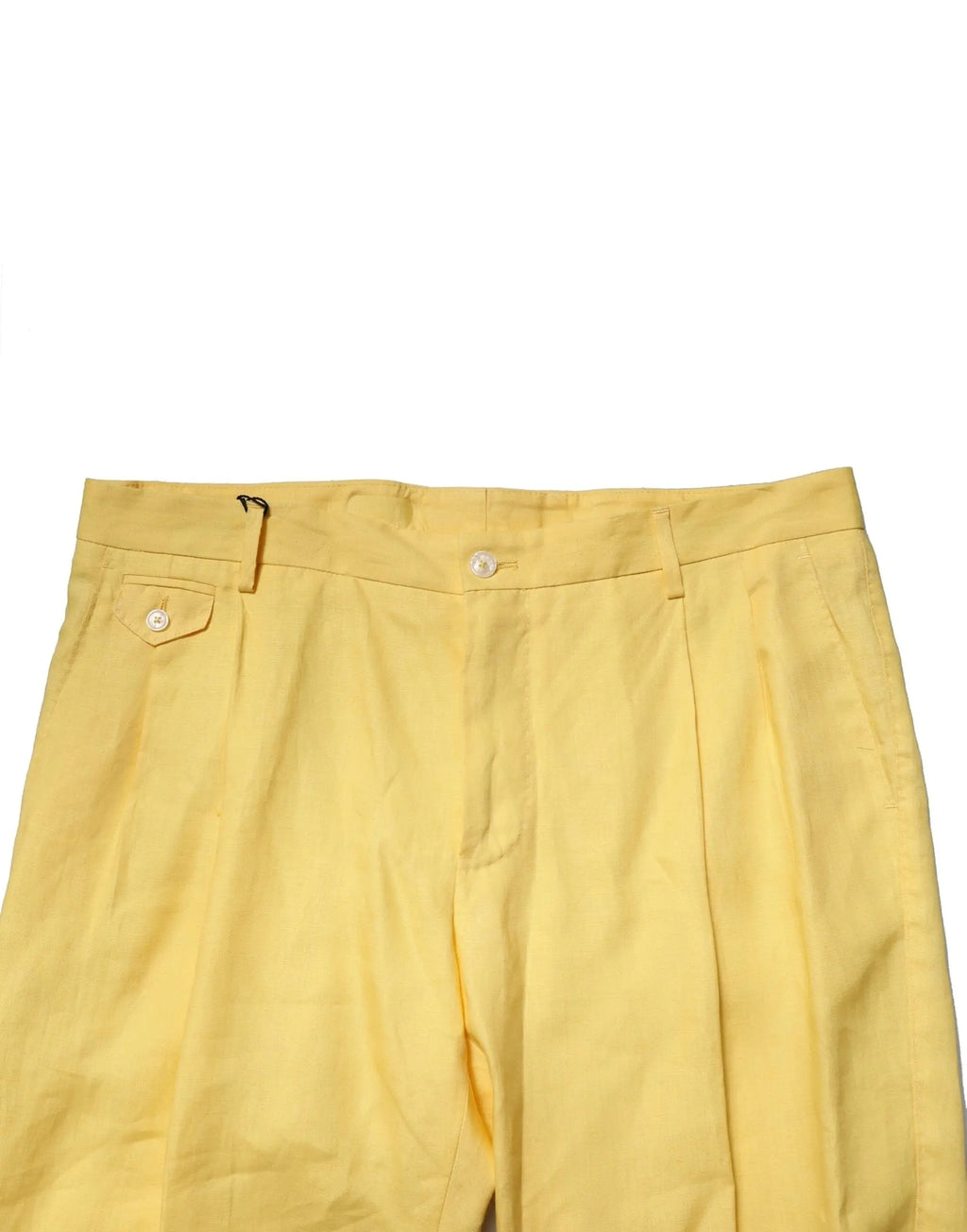 Pantalon homme dolce & gabbana jaune en lin à plis avec fermeture bouton et poches latérales