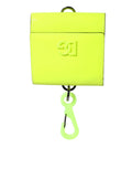 Étui vert fluo pour écouteurs dc shoes avec mousqueton assorti dans un portefeuille porte-cartes à sangle dg jaune vert dolce & gabbana