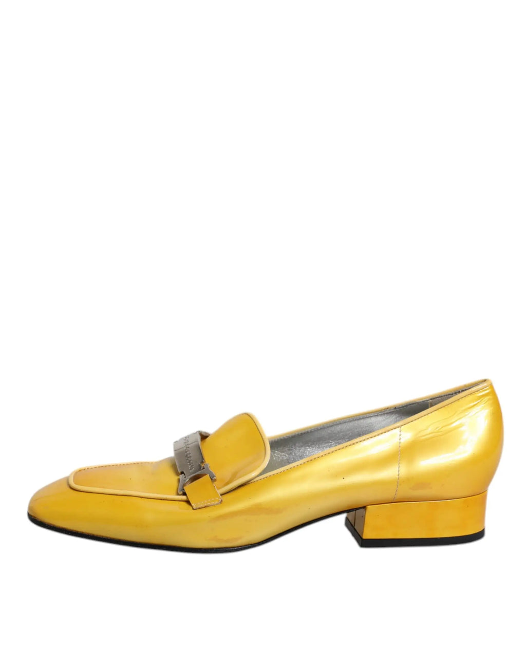 Mocassin dolce & gabbana en cuir jaune vif avec boucle métal argenté style slip on