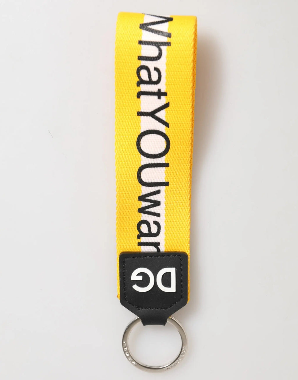 Porte-clés dolce & gabbana jaune en polyester avec logo dg noir et anneau en laiton argenté