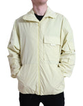 Parka dolce & gabbana jaune pâle en nylon léger à col montant avec fermeture éclair et poches multiples